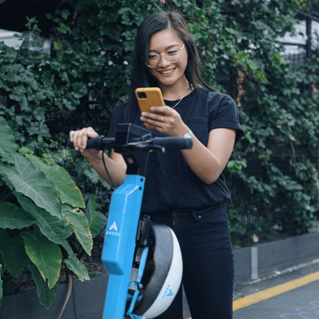 Community team with scooters